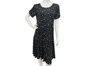 SOUTHERN LADY SHORT SLEEVE BLACK/WHITE POLKA DOT DRESS
