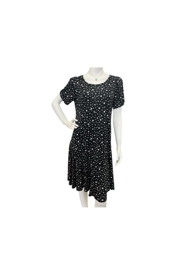 SOUTHERN LADY SHORT SLEEVE BLACK/WHITE POLKA DOT DRESS