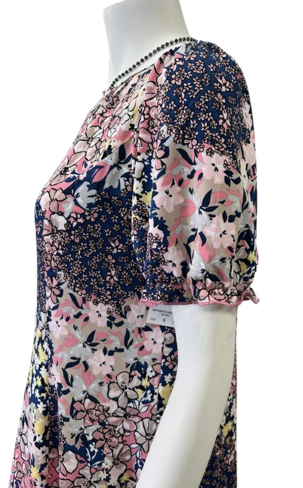 SOUTHERN LADY NAVY/PINK/LEMON PRINT SHORT SLEEVE DRESS - Image 3