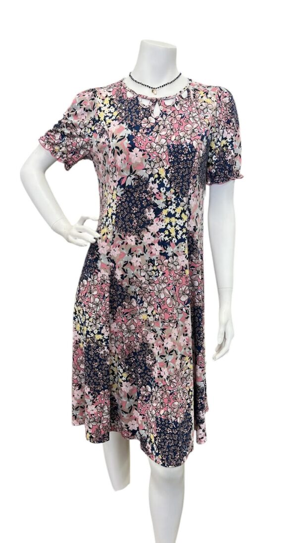 SOUTHERN LADY NAVY/PINK/LEMON PRINT SHORT SLEEVE DRESS - Image 2
