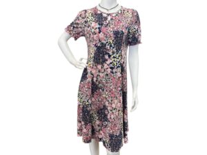 SOUTHERN LADY NAVY/PINK/LEMON PRINT SHORT SLEEVE DRESS