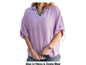 ANDREE ROLL SLEEVE BUTTON FRONT BLOUSE