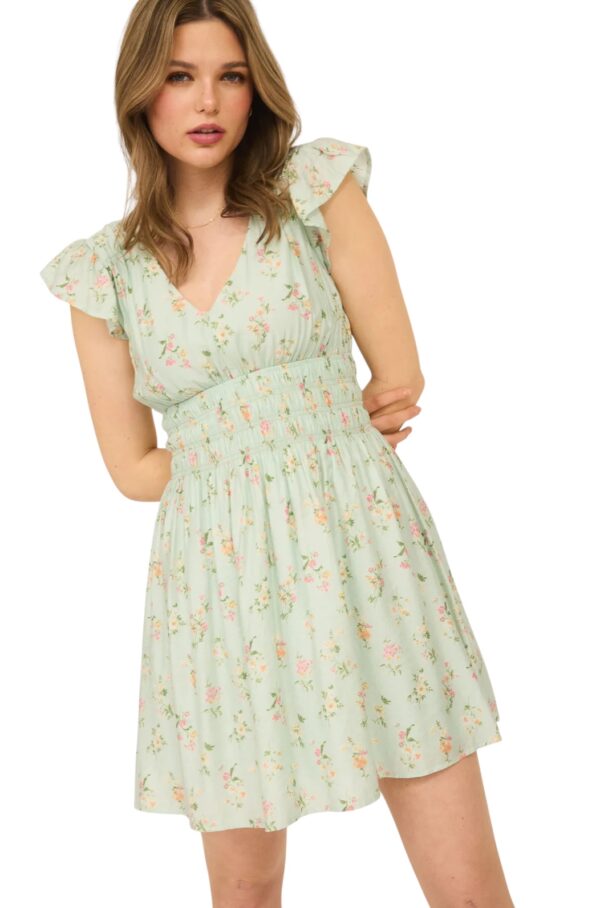 BLUPEPPER SAGE FLORAL MINI DRESS - Image 7