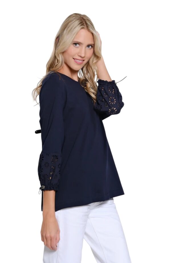 MULTIPLES DRAWSTRING WOVEN EYELET SLEEVE TOP - Image 7