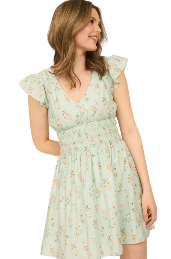 BLUPEPPER SAGE FLORAL MINI DRESS - Image 6