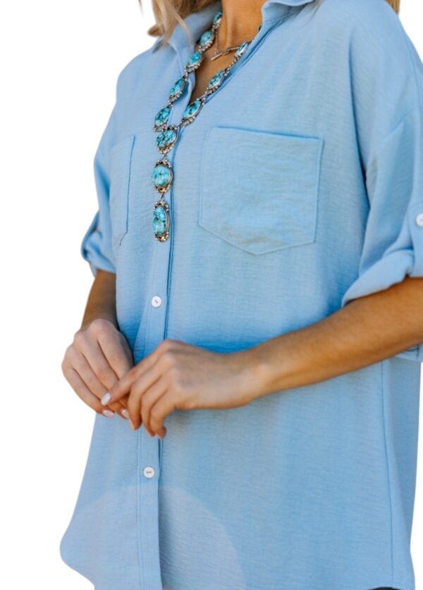 ANDREE ROLL SLEEVE BUTTON FRONT BLOUSE - Image 9