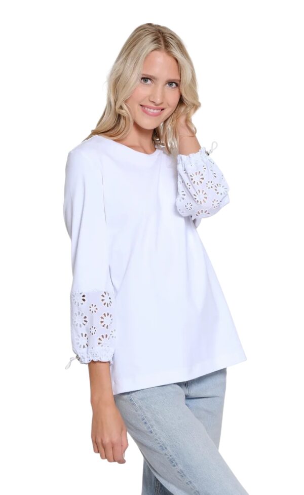 MULTIPLES DRAWSTRING WOVEN EYELET SLEEVE TOP - Image 4