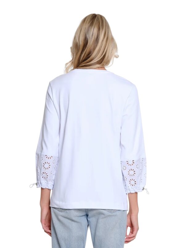 MULTIPLES DRAWSTRING WOVEN EYELET SLEEVE TOP - Image 3