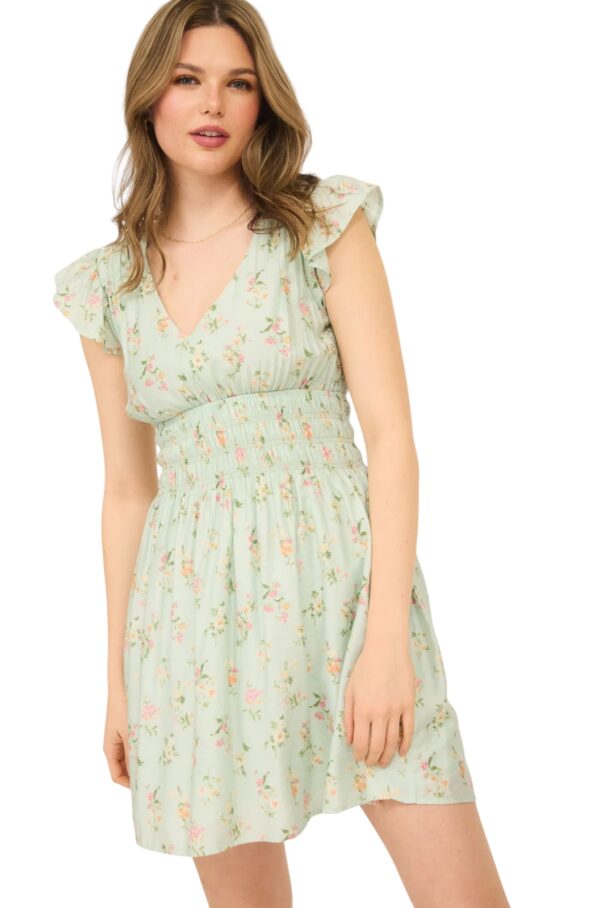 BLUPEPPER SAGE FLORAL MINI DRESS - Image 2