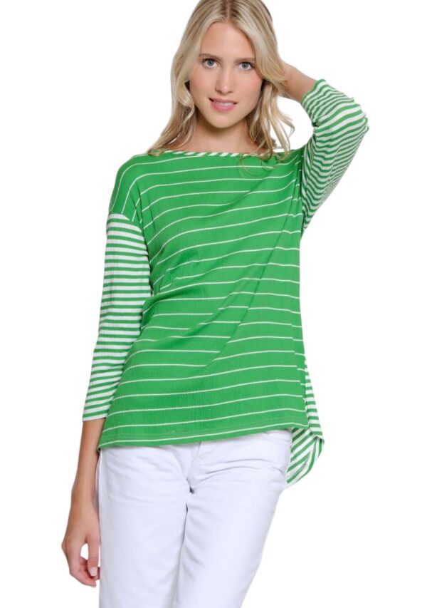 MULTIPLES 3/4 SLEEVE STRIPED LACED BACK TOP - Image 5