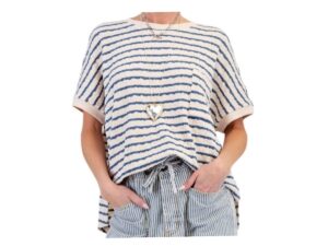 EASEL SHORT SLEEVE TEXTURED STRIPE TOP