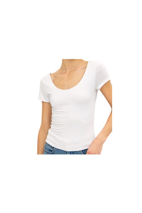 BE COOL DOUBLE LINED SCOOP NECK TEE