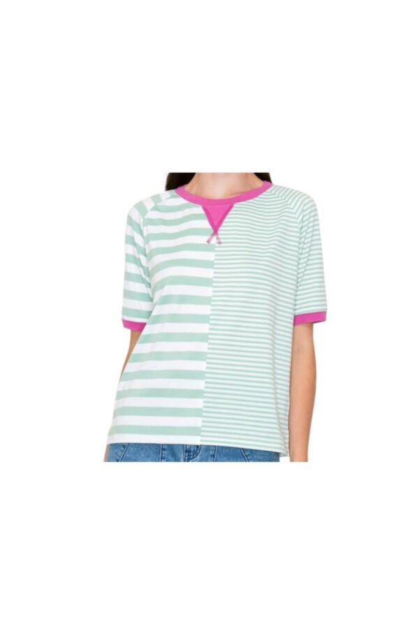 STACCATO STRIPED COLOR BLOCK HALF SLEEVE TOP