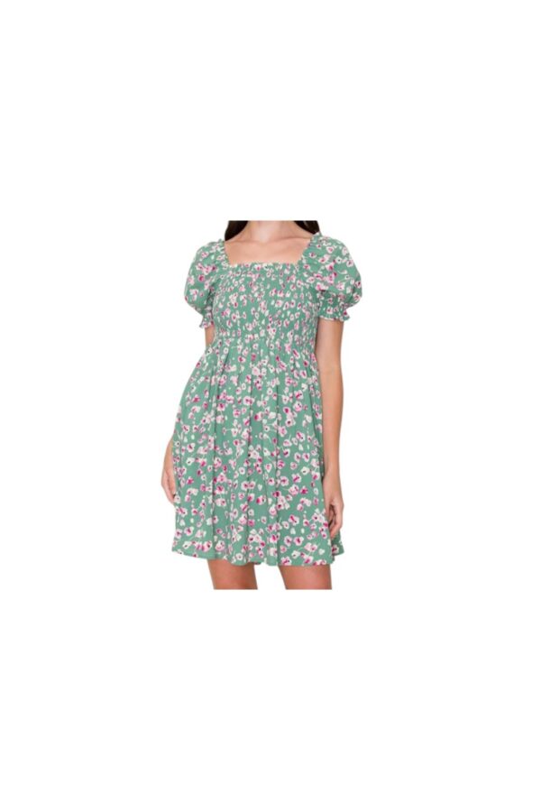 STACCATO SMOCKED PUFF SLEEVE FLORAL DRESS