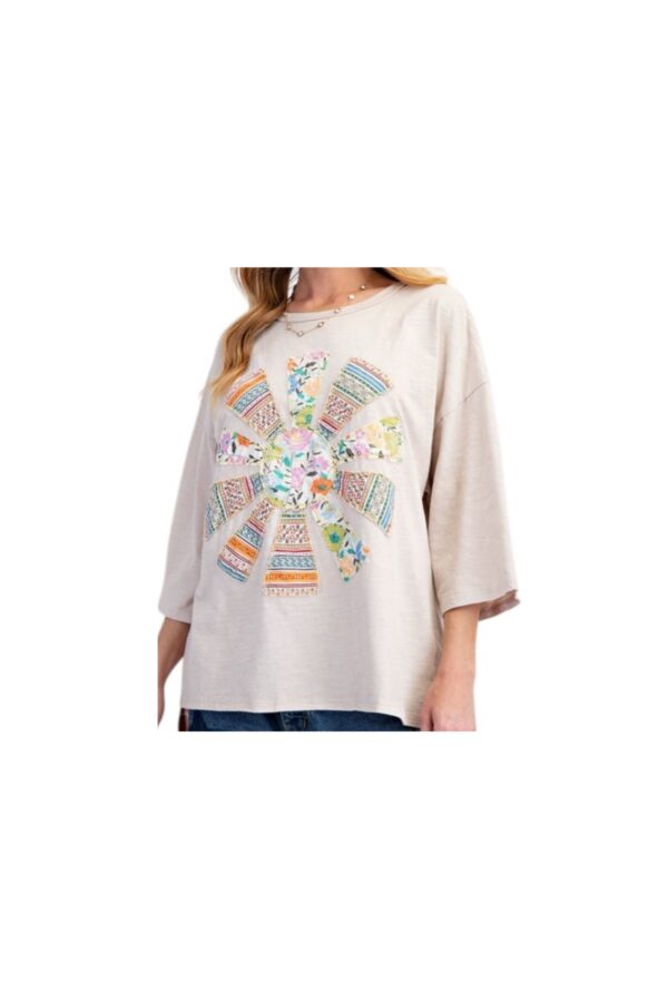 EASEL MULTI PRINT FLOWER PATCH TOP