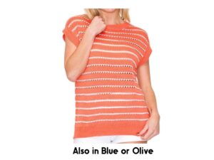 STACCATO CROCHET STRIPE CREWNECK SWEATER