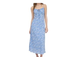 BLUPEPPER BIAS CUT FLORAL MIDI DRESS