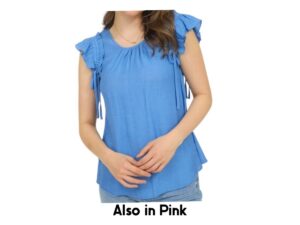 BLUPEPPER RUFFLE TRIM DRAWSTRING DETAIL BLOUSE