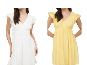 BLUPEPPER V-NECK SHIRRED WAIST MINI DRESS