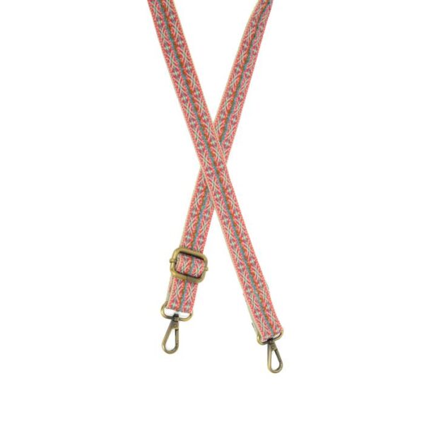 JOY SUSAN 1" FUCHSIA & TURQUOISE GUITAR STRAP - Image 3