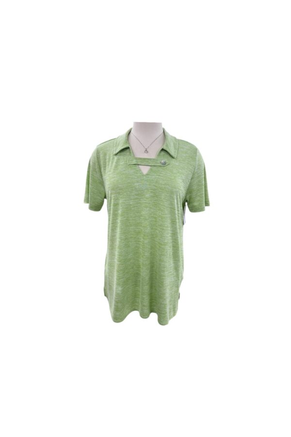 SOUTHERN LADY SHORT SLEEVE KNIT COLLARED TOP