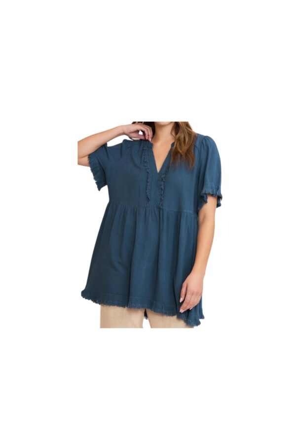 UMGEE LINEN BLEND BABYDOLL TOP