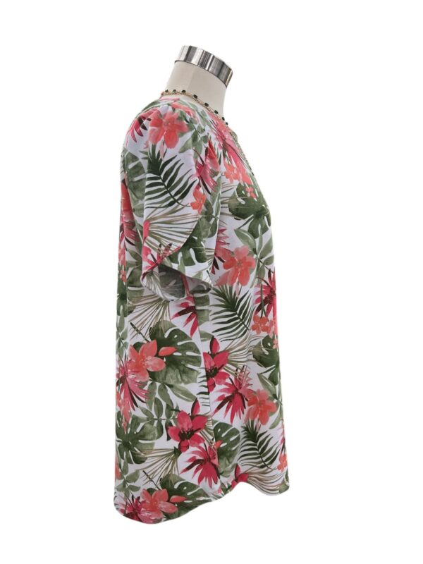 SOUTHERN LADY SHORT SLEEVE TROPICAL PRINT TOP - Image 3