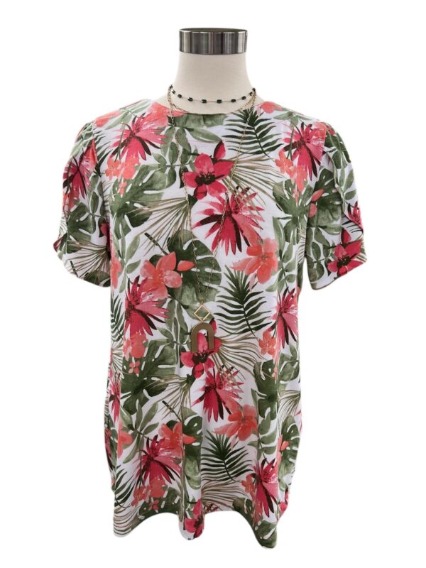 SOUTHERN LADY SHORT SLEEVE TROPICAL PRINT TOP - Image 2