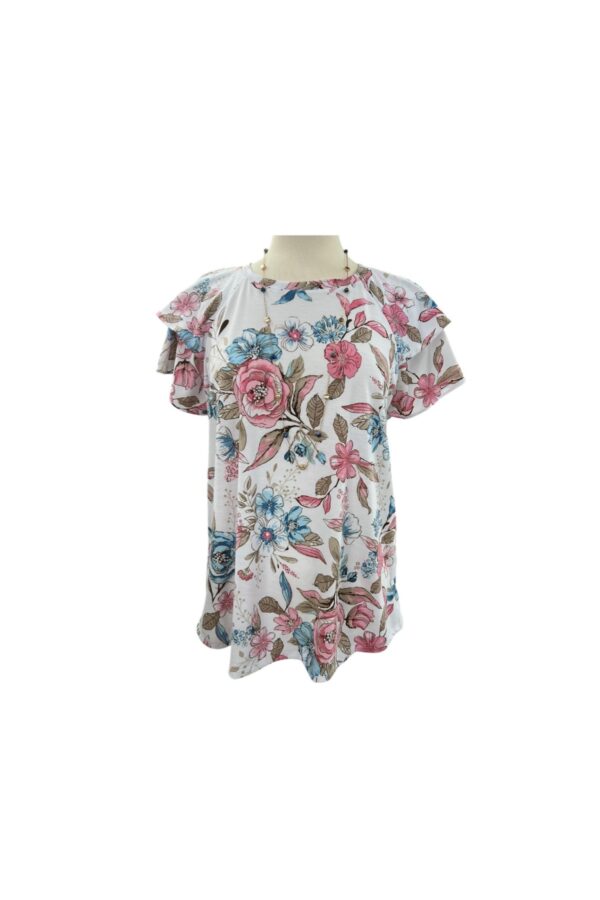 SOUTHERN LADY FLUTTER SLEEVE FLORAL PRINT TOP