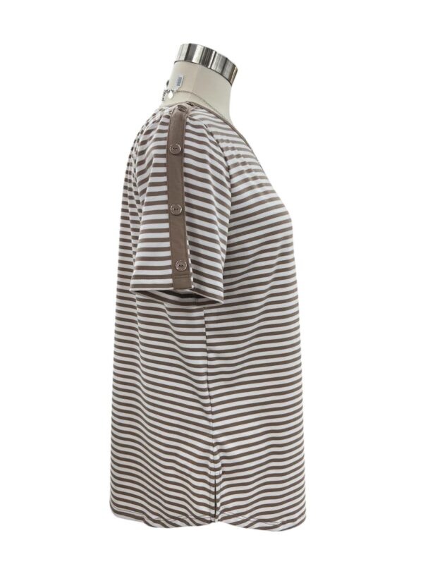 SOUTHERN LADY SHORT SLEEVE STRIPED KNIT TOP - Image 3