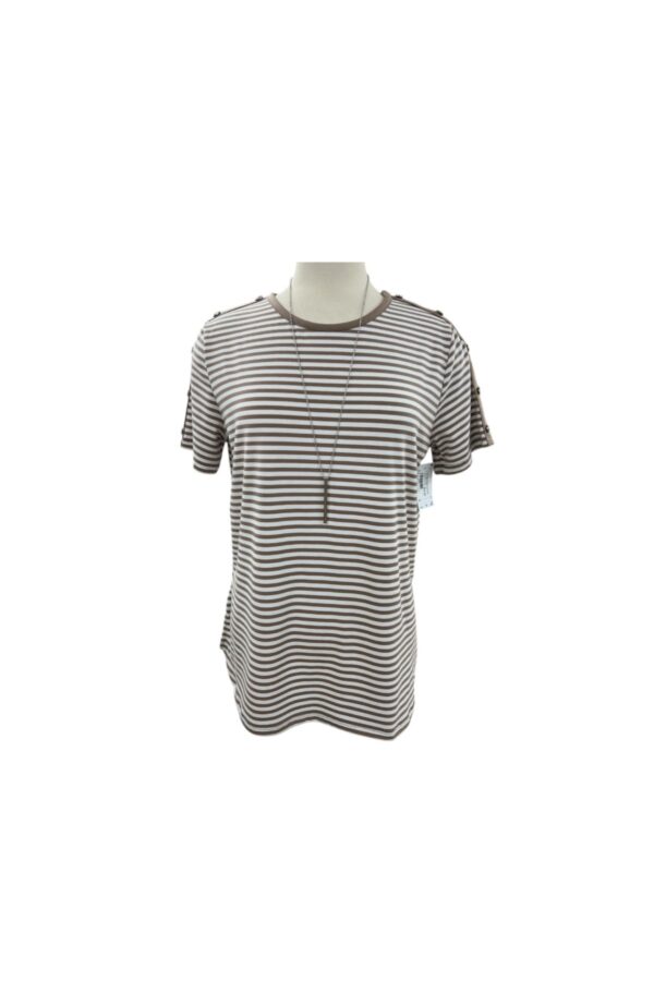 SOUTHERN LADY SHORT SLEEVE STRIPED KNIT TOP