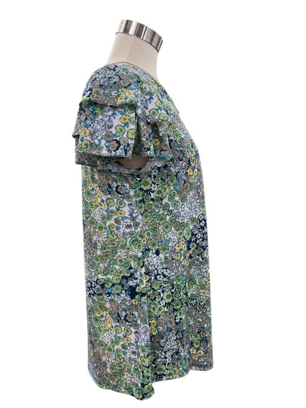 SOUTHERN LADY DITSY FLORAL SHIRT FLUTTER SLEEVE TOP - Image 4