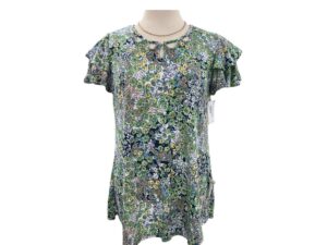 SOUTHERN LADY DITSY FLORAL SHIRT FLUTTER SLEEVE TOP