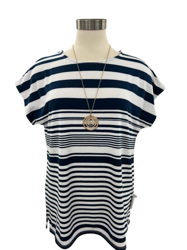 SOUTHERN LADY SHORT SLEEVE STRIPED KNIT TOP - Image 2
