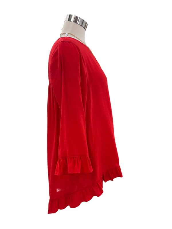 MULTIPLES RUFFLE HEM & SLEEVE BUTTON BACK TOP - Image 5