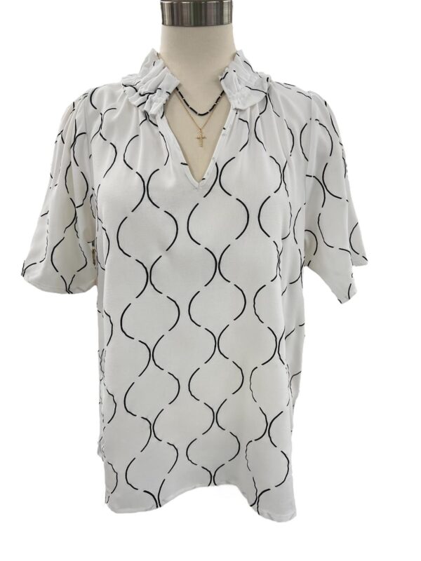 K&C CLOTHING IVORY PUFF SLEEVE PRINT BLOUSE - Image 2