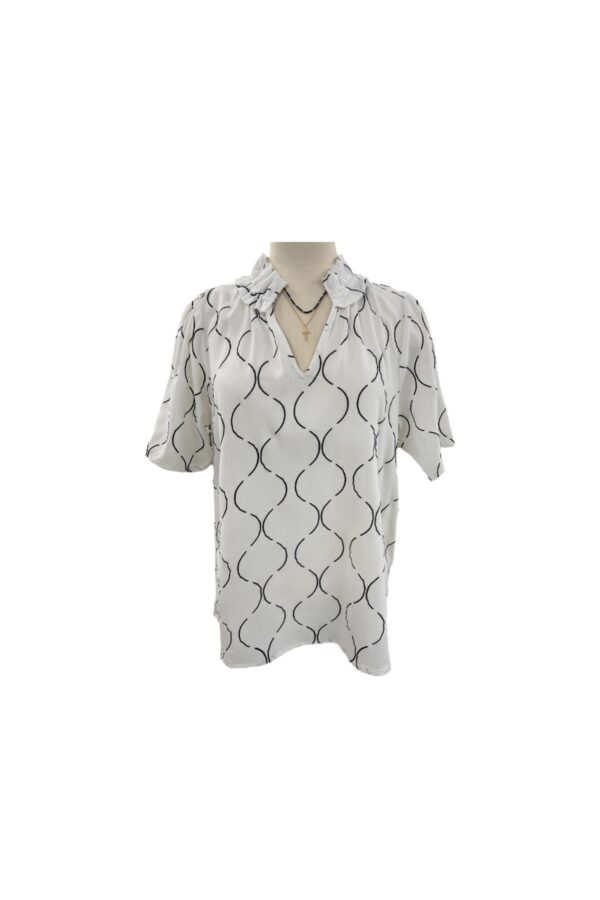 K&C CLOTHING IVORY PUFF SLEEVE PRINT BLOUSE