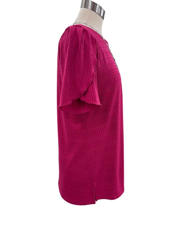 SOUTHERN LADY SHORT SLEEVE EYELET KNIT LINED TOP - Image 4