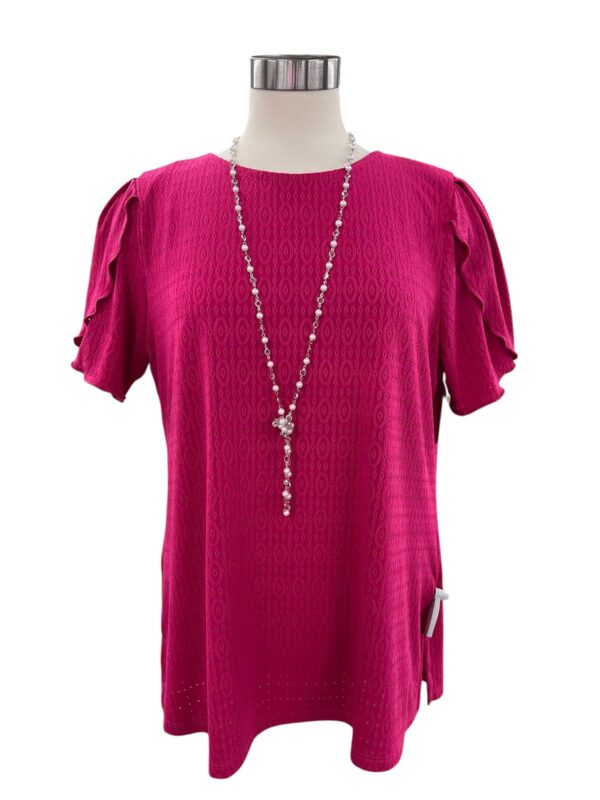 SOUTHERN LADY SHORT SLEEVE EYELET KNIT LINED TOP - Image 3