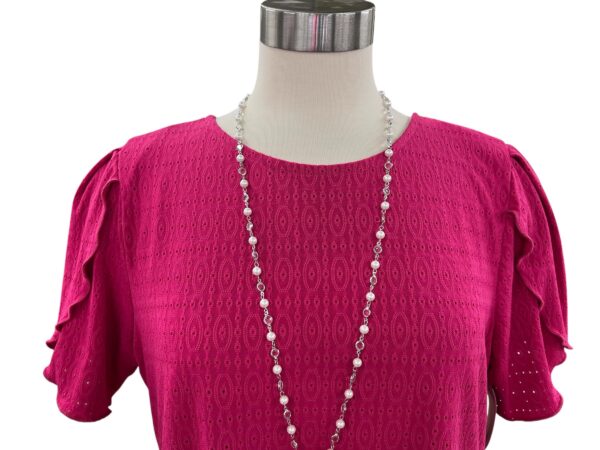 SOUTHERN LADY SHORT SLEEVE EYELET KNIT LINED TOP - Image 2