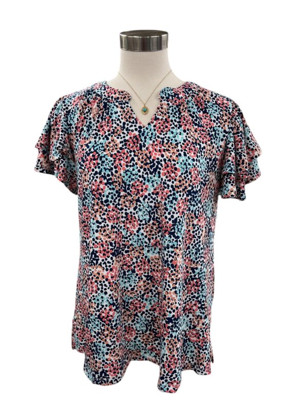 SOUTHERN LADY FLUTTER SLEEVE DOT PRINT TOP - Image 4