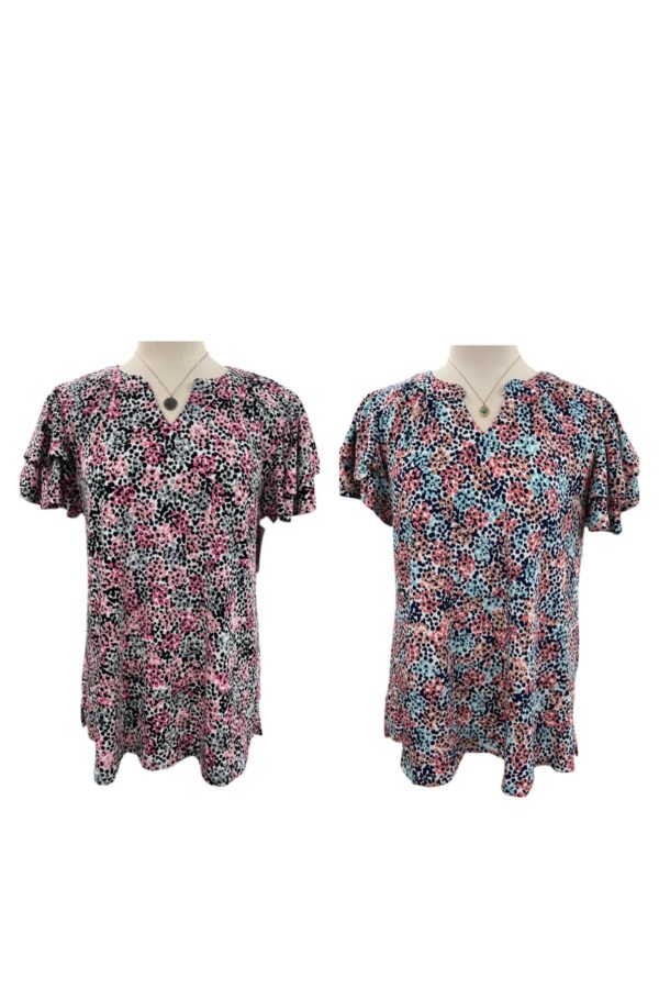 SOUTHERN LADY FLUTTER SLEEVE DOT PRINT TOP