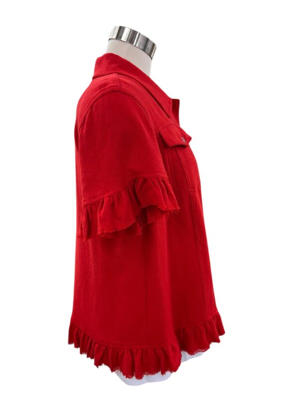 MULTIPLES SHORT SLEEVE RUFFLE SLEEVE/HEM JACKET - Image 3