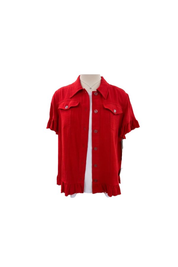 MULTIPLES SHORT SLEEVE RUFFLE SLEEVE/HEM JACKET