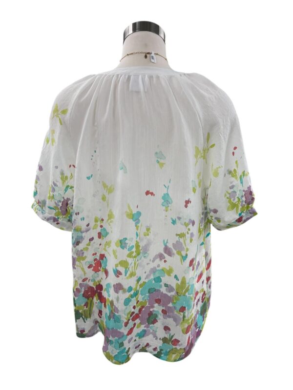 K&C CLOTHING WHITE FLORAL SHORT SLEEVE BLOUSE - Image 5