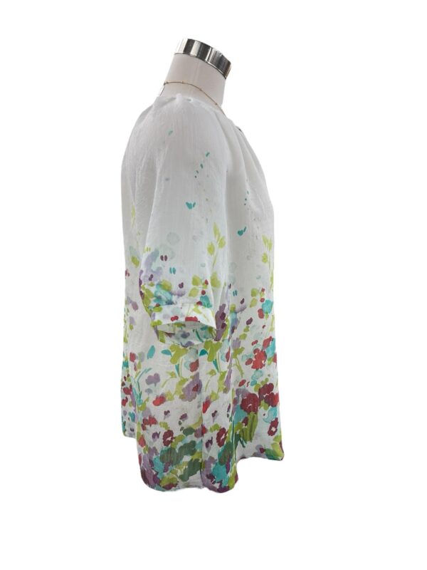 K&C CLOTHING WHITE FLORAL SHORT SLEEVE BLOUSE - Image 4