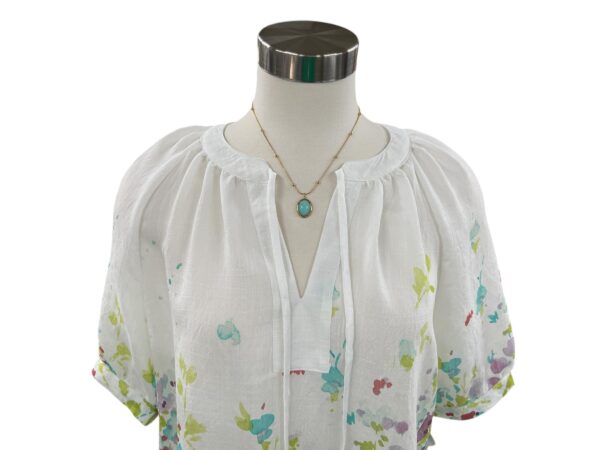 K&C CLOTHING WHITE FLORAL SHORT SLEEVE BLOUSE - Image 3