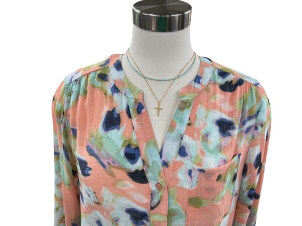 K&C CLOTHING CORAL/WISTERIA PRINT BLOUSE - Image 4