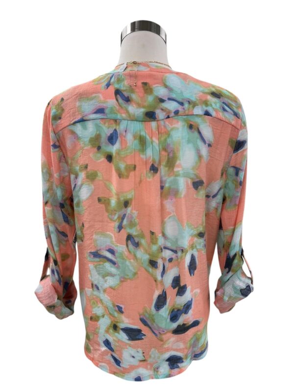 K&C CLOTHING CORAL/WISTERIA PRINT BLOUSE - Image 3