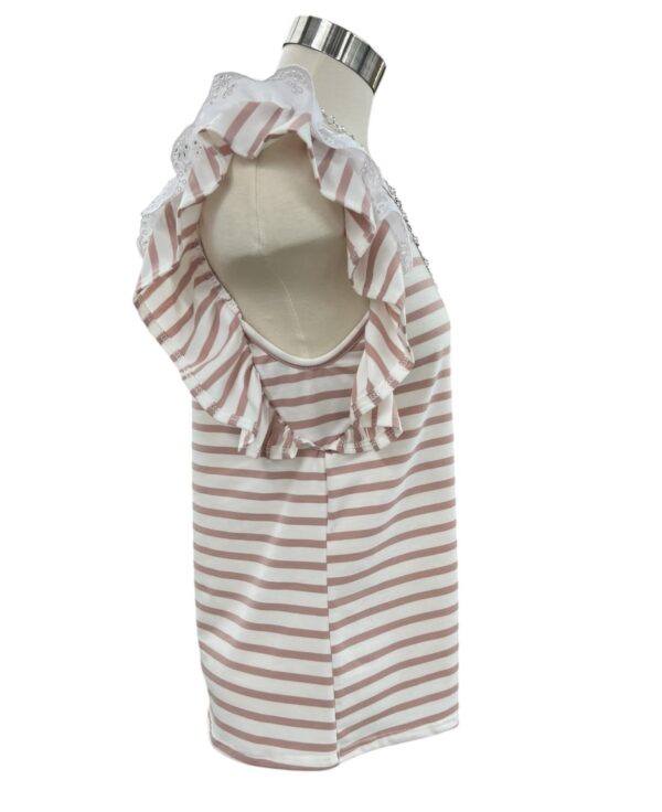 GILLI STRIPED RUFFLE TRIM KNIT TOP - Image 4